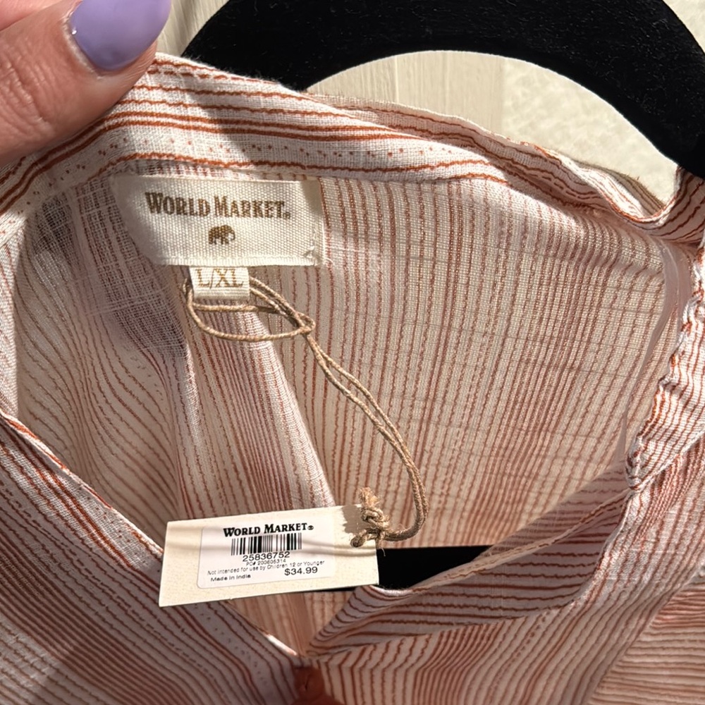 Striped orange and Cream Dress - Picture 3 of 3